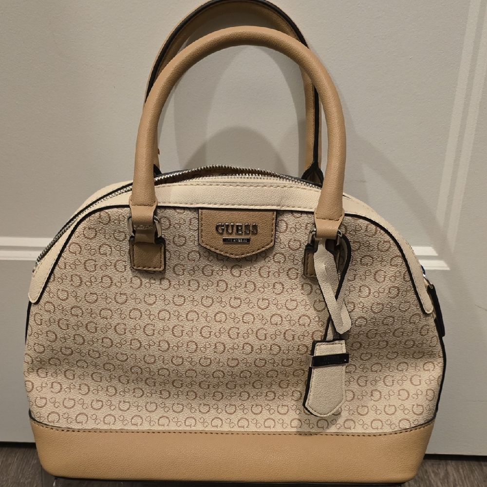 Guess Tan and Cream Satchel Bag